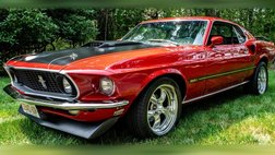 1969 Ford Mustang Classic red with black matted hood Mach 1 badging