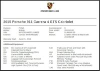 2015 Porsche 911 Carrera 4 GTS